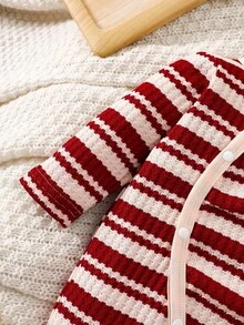 SHEIN Combinaison rayée décontractée avec ourson pour bébé nouveau-né - Multicolore - Voir 5