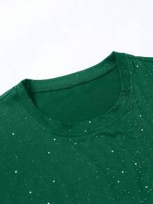 Manfinity Homme Men's Minimalist Round Neck Short Sleeve Silver Foil T-Shirt - Dark Green - View 4