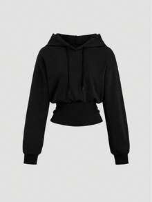 Sweetra 女式棕色连帽束腰长袖运动衫，秋冬款