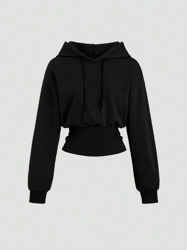 Sweetra Sudadera con capucha, cintura ceñida y mangas largas para mujer, color marrón, para otoño/invierno