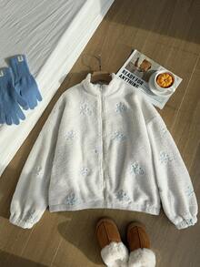 SHEIN EZwear Chaqueta de piel sintética de corte holgado y casual, para otoño/invierno, tallas grandes