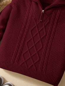 PrepCrw Young Boys Cable Knit Quarter Zip Sweater Kids Winter Sweaterboys Winter Sweater