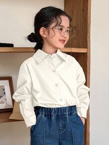 Dazy Kids Girls Young Girl Casual Shirt With Backless Bow Design, Versatile And Fashionable For Everyday Wear - White - View 2