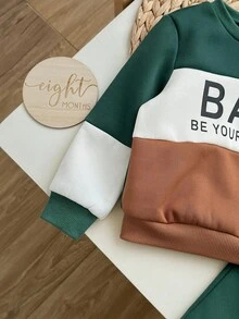 男婴可爱灰色长袖连帽卫衣和裤子套装，秋冬 - 灰色 - 查看 7