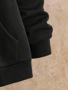 HIMLAND Men's Casual Daily Letter Graphic Pocket Hoodie, Autumn, For Fall Winter