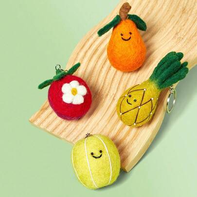 POKOJA LAND Mặt dây chuyền nỉ len thủ công - Mặt dây chuyền hình trái cây và rau củ phong cách Hàn Quốc đáng yêu cho túi xách và ba lô
