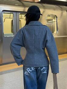 Muchica Women's Gray Long Sleeve Zip-Up Casual Regular Jacket Autumn Winter Clothes For Women - Grey - View 2