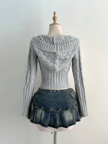 Elamini كنزة صوفية كاجوال قابلة للاستخدام متعدد الأغراض بتصميم ملفوف مع أزرار وسحاب نصفي وقبعة، خريف/شتاء