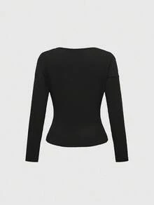 ROMWE Grunge Punk Top corto con cuello profundo drapeado, mangas de murciélago holgadas estilo Y2K retro (incluye bandeau) para mujeres - Negro - Ver 2