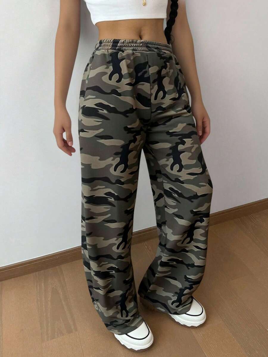 SHEIN Tween Girls' Casual Drawstring Waist Loose Sweatpants, Back-To-School, Cool Basics, Versatile Daily Wear Winter Fall Festival, Halloween, Christmas, New Year, Christmas Gift Great For Casual & Daily Wear & School Daily - Multicolor - View 1