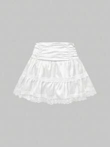 ROMWE Kawaii Women's Cute Glitter Text Bow Ribbon Hat With Wings & White Cake Skirt 2 Pieces Set, Autumn/Winter - Pink - View 8