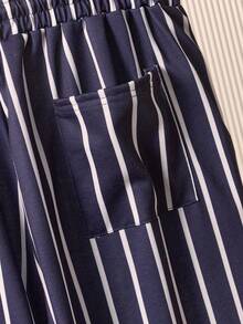 SWAVVY Men's Full Width Vertical Stripe Digital Print Casual Sweatpants - Royal Blue - View 6