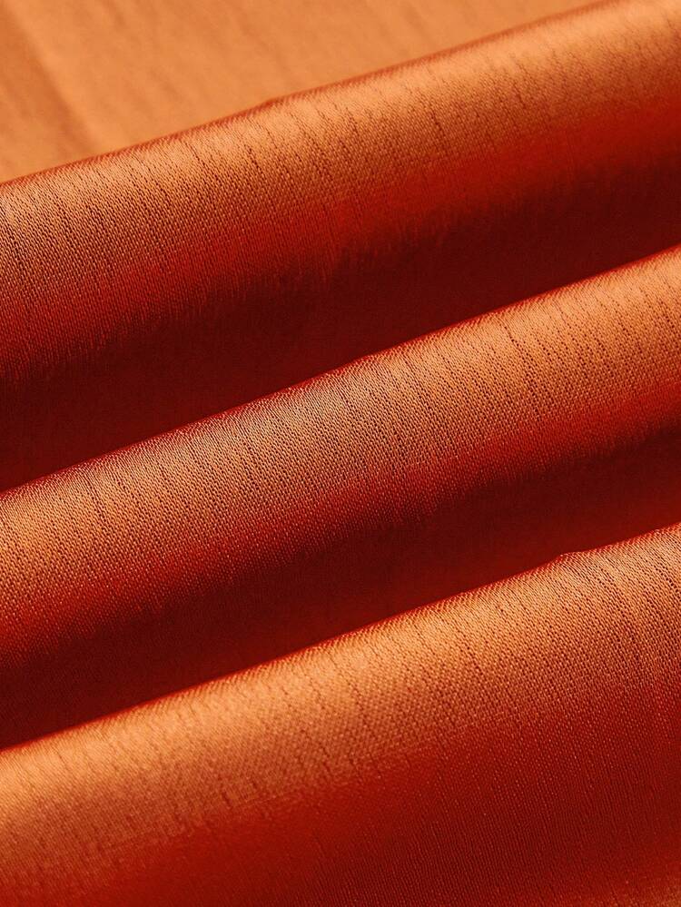Karamellfarbene hochgeschnittene Satin-Bundfaltenhose mit weitem Bein, Herbst-Winter-Büro-Business-Lässig