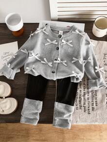 Cute Minimalist Casual Daily Versatile Fashionable Young Girls Set, Autumn/Winter - Multicolor - View 1