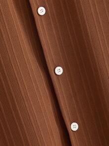 Manfinity VCAY 男士休闲衬衫和裤子套装，适合日常穿着、舒适服装、秋季服装 - 棕色 - 查看 6