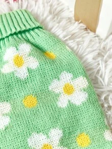 PETSIN 1pc Christmas Pet Sweater, Cat And Dog Winter Flower Print, Warm Pet Clothes - Multicolor - View 7