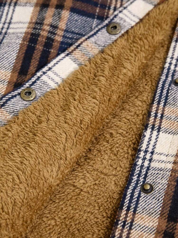 Plus Size Plaid Print Pocket Thermal Lined Front Button Long Sleeve Coat, Autumn Winter Winter For Women Fall For Women Country Style For Women Country Concert