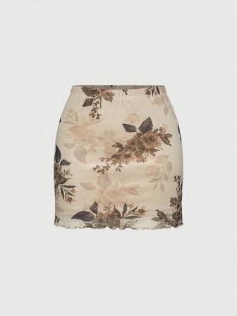 Fairycore تنورة شبكية مطبوعة بالزهور عارضة للصيف للنساء