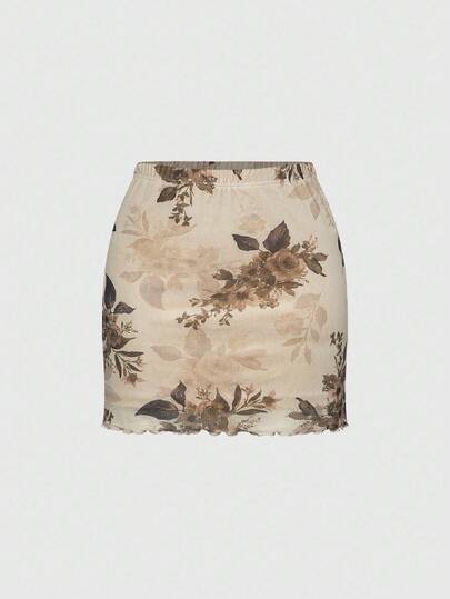 Fairycore تنورة شبكية مطبوعة بالزهور عارضة للصيف للنساء