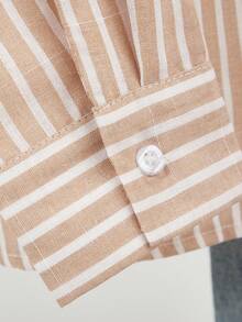 Franclia Striped Shirt, Comfortable For Commuting And Casual Daily Wear - Khaki - View 4