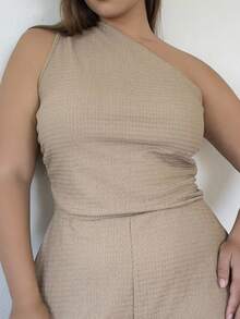 Nezia Cruz Tuta estiva asimmetrica con collo arricciato, spalle scoperte, top natalizi per la scuola, abbigliamento da donna per il ritorno a scuola in autunno, abbigliamento gotico da donna, outfit da club, costumi sexy di Ognissanti, abiti da club, outfit per uscire, outfit da concerto, outfit da concerto country - Cachi - Visualizzare 5