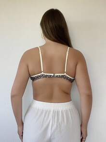 Nezia Cruz Contrast Frill Trim Dainty Polka Dot Micro Cup Bikini Top Sexy Fun Spring Summer Beach Gorgeous Graphic - Multicolor - View 2
