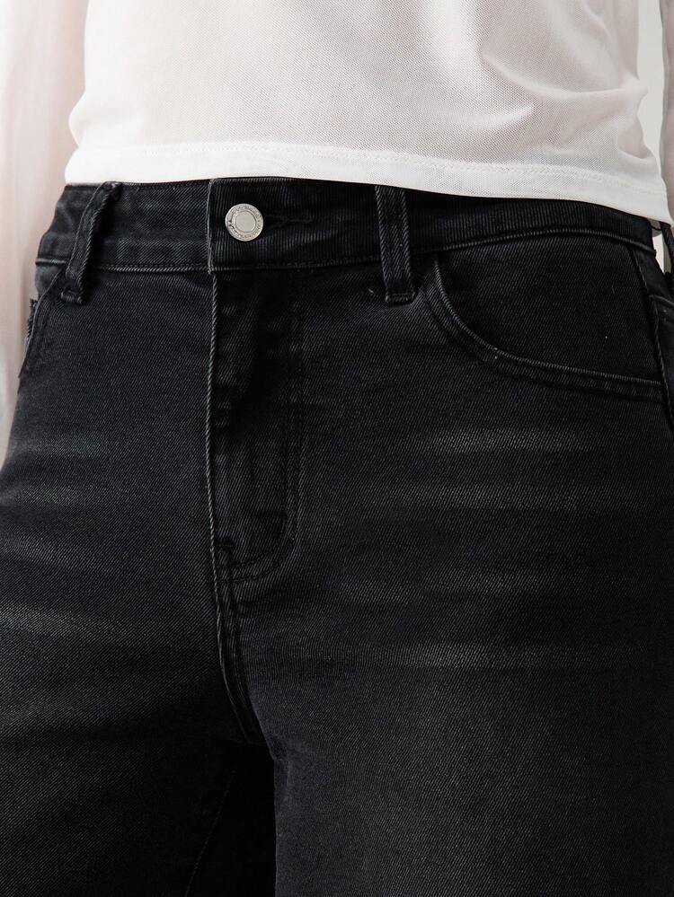 MISSGUIDED Pantaloni in denim a vita alta e gamba ampia, stile casual di tutti i giorni, lavaggio scuro classico, adatti per l'autunno e l'inverno, lunghezza completa, vestibilità morbida