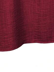 EMERY ROSE Plus Size Women Casual Solid Color Minimalist Short Sleeve Top & Pants 2 Pieces Set - Burgundy - View 6