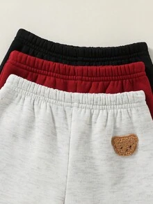 3 件套新生儿男/女宝宝可爱卡通图案松紧腰针织裤，休闲百搭 - 彩色 - 查看 5