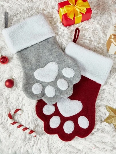 PETSIN 1PC Christmas New Style Red And Gray Pet Christmas Socks