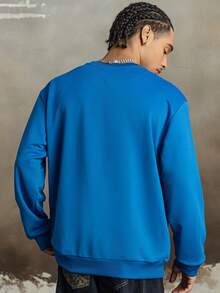 BATMAN X SHEIN Men's Casual Letter Graphic Crew Neck Sweatshirt, Autumn