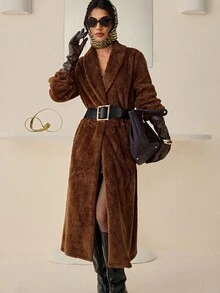 Bluhae Dam 2025 Höst/vintermode Minimalistisk Mångsidig Ny Fuskpälsjacka - Kaki - Visa 3