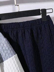 SHEIN Bộ 2 chiếc áo hoodie và quần jogger rộng rãi thoải mái cho bé trai/trẻ vị thành niên - Nhiều màu - Xem 6