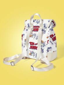 TOM & JERRY X SHEIN Cat Printed Flap Girls Backpack - Multicolor - View 3