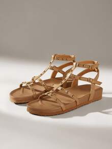 Solecia Women's Fashion Open Toe Tie Up Casual Flat Sandals, Brown, Suitable For Spring/Summer Vacation Spring Shoes Spring Break Easter