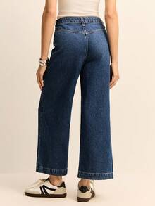 Daynim 高腰阔腿牛仔裤 - 中等水洗藍 - 查看 2