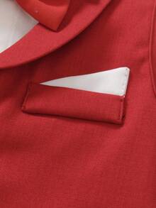 SHEIN Baby Boy Formal Solid Color Shawl Neck Vest And Pants Suit For Party/Performance, Excluding Shirt - Red - View 4