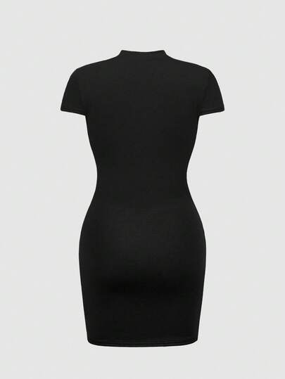 Grunge Punk Vestido ajustado y sexy con diseño de pentágono hueco para mujer de talla grande