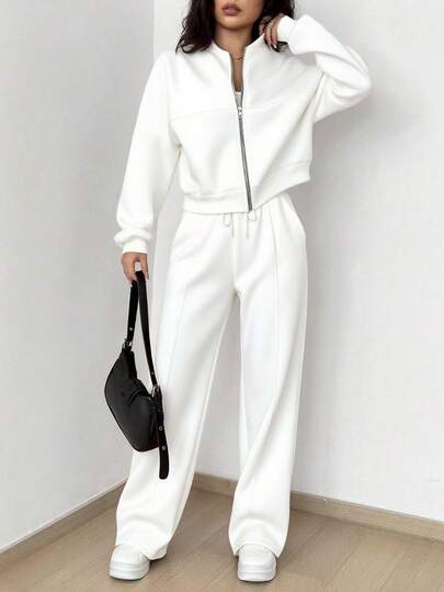 Flirla Women's Casual Long Sleeve Top And Pants Two Pieces Outfit