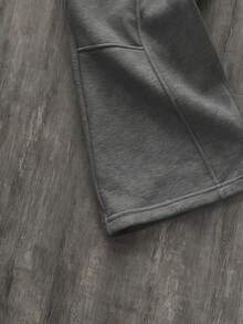 Coolqubz Pantalones de chándal rectos de ajuste holgado y estilo patchwork en gris, pantalones deportivos versátiles - Gris Claro - Ver 4