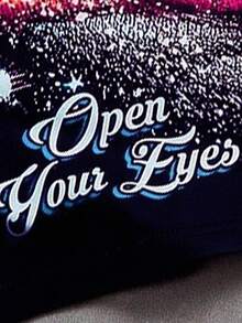 PAVTROS American Street Style Batwing Sleeve Mock Neck Cropped T-Shirt With Large Eye Graphic Print - Black - View 7