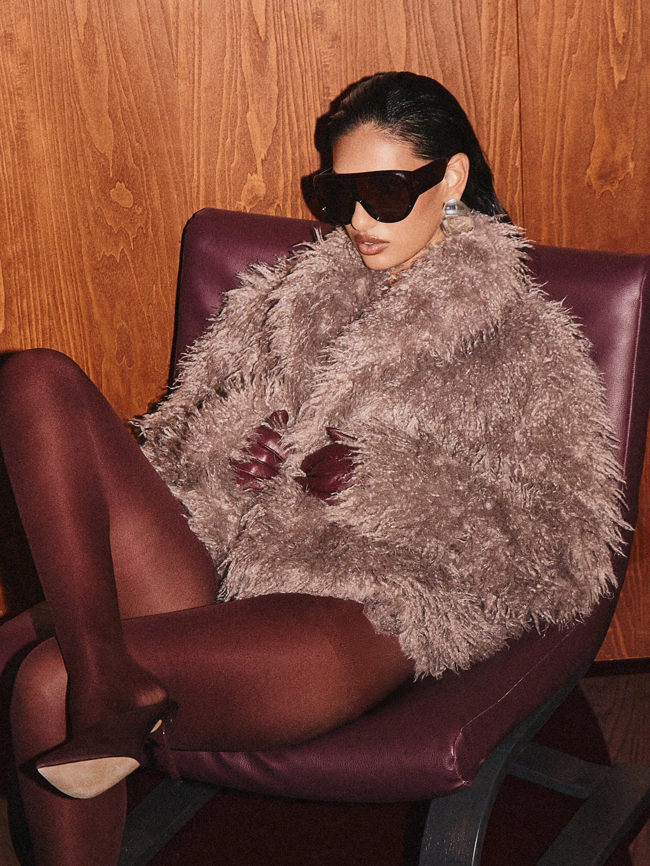 KIZN Shaggy Mongolian Faux Fur Coat With Long Sleeves