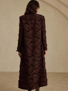 Aveloria Rosie 秋冬卡其色英伦风复古优雅简约宽松加厚3D刺绣长款风衣西装外套 - 棕色 - 查看 2