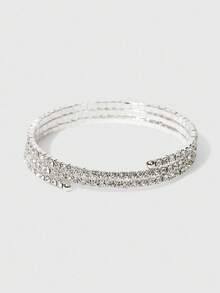 SHEIN BAE Rhinestone Decor Bridal Arm Chain Party Elegant Bracelet For Women - Silver - View 1