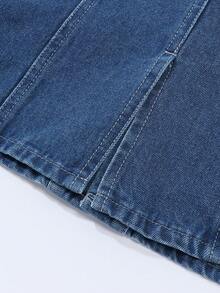 SHEIN Teen Girls Denim Vest & Wide Leg Jeans Set, New Season Simple And Elegant Personalized Retro Fashion Street Style Photography Recommendation! Unique Sleeveless Top Design + Single-Breasted Placket, Simple And Generous, Easy To Wear And Take Off, Pants With Regular Waist + Elastic + Button + Zipper Design, Convenient To Wear, Loose Straight Leg Style Design