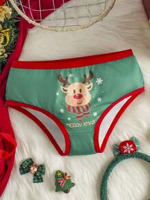 2pcs/Set Celana Dalam Motif Kartun Lucu untuk Remaja Perempuan Bertema Natal - MultiWarna - View 3