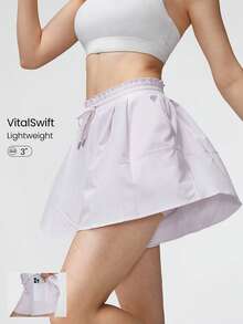 GLOWMODE VitalSwift 快干輕量口袋短裙短褲，內置衣服抗菌，中等運動強度網球高爾夫健身房夏季運動 - 粉色 - 查看 1