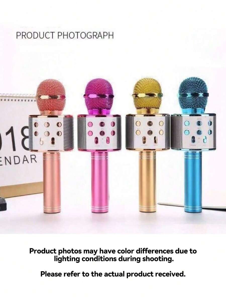 Microphone Audio Integrated Microphone Home Singing K Wireless Bluetooth Can Be Inserted TF ,USBCard Play Music Outdoor Party Family Gathering,Microphone,Mic,Wireless Microphone - 彩色 - 查看 1