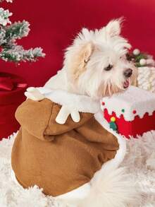 PETSIN 1 件圣诞节和新年宠物棕色斗篷，适合猫和小型犬、节日服装、角色扮演棕色斗篷。 - 棕色 - 查看 3