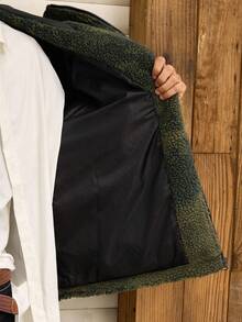 SWAVVY 男士时尚毛绒迷彩印花夹克，秋冬 - 軍綠色 - 查看 8